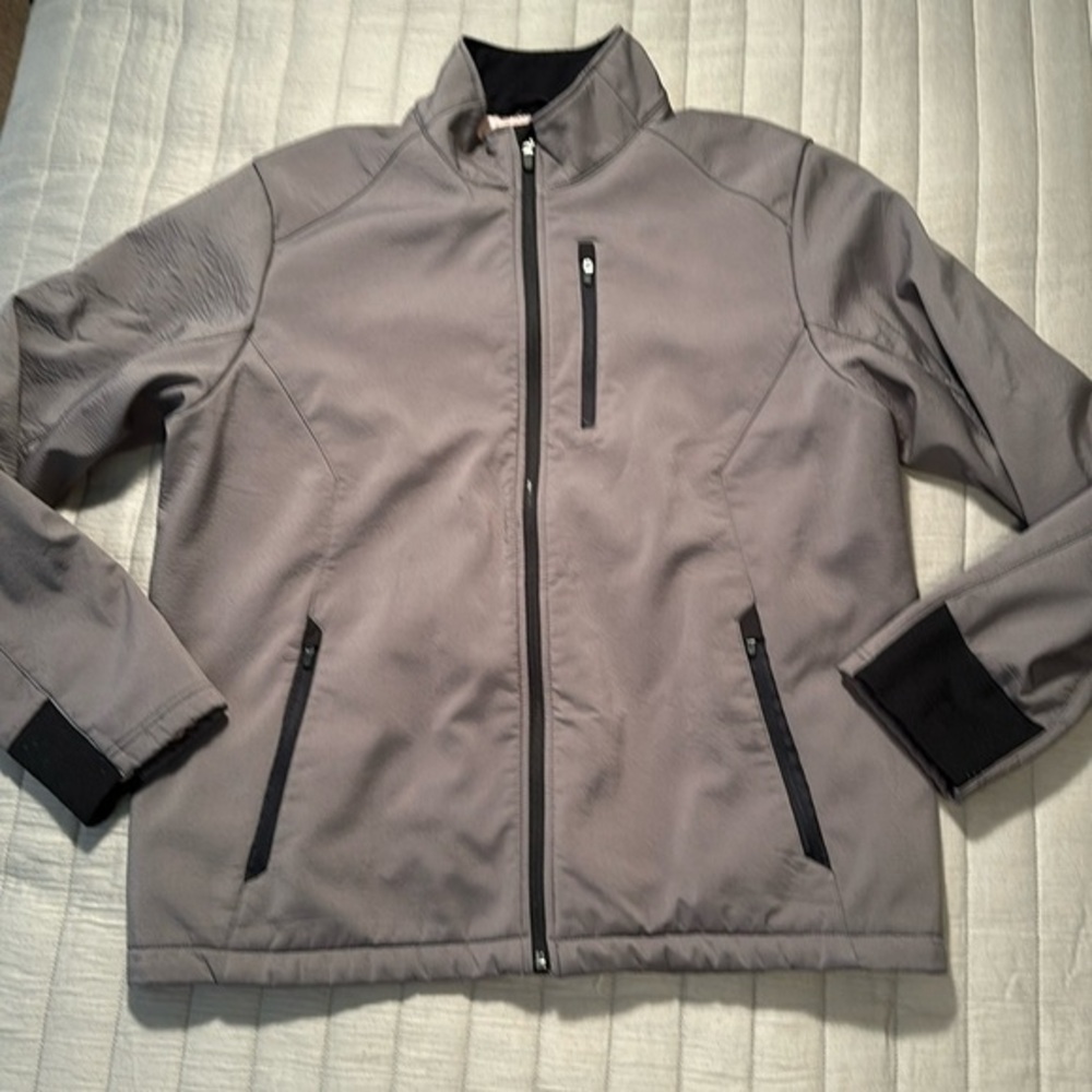 Zine zip front mid-weight coat, size large
